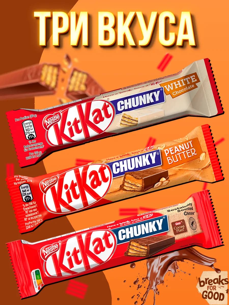 Набор шоколадных батончиков Кит Кат Чанки ассорти 3 шт
