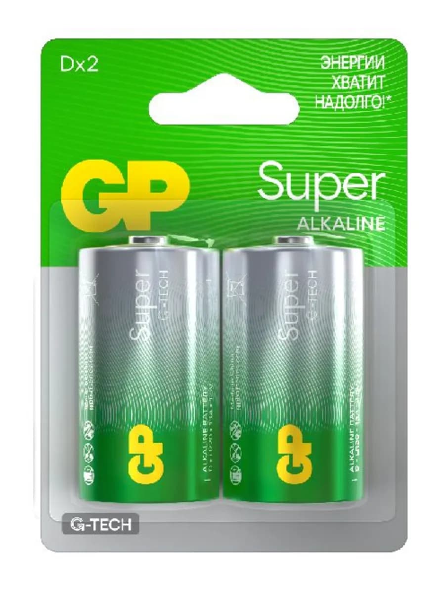 Батарейки LR20 D Super G-TECH алкалиновые 2шт на блистере