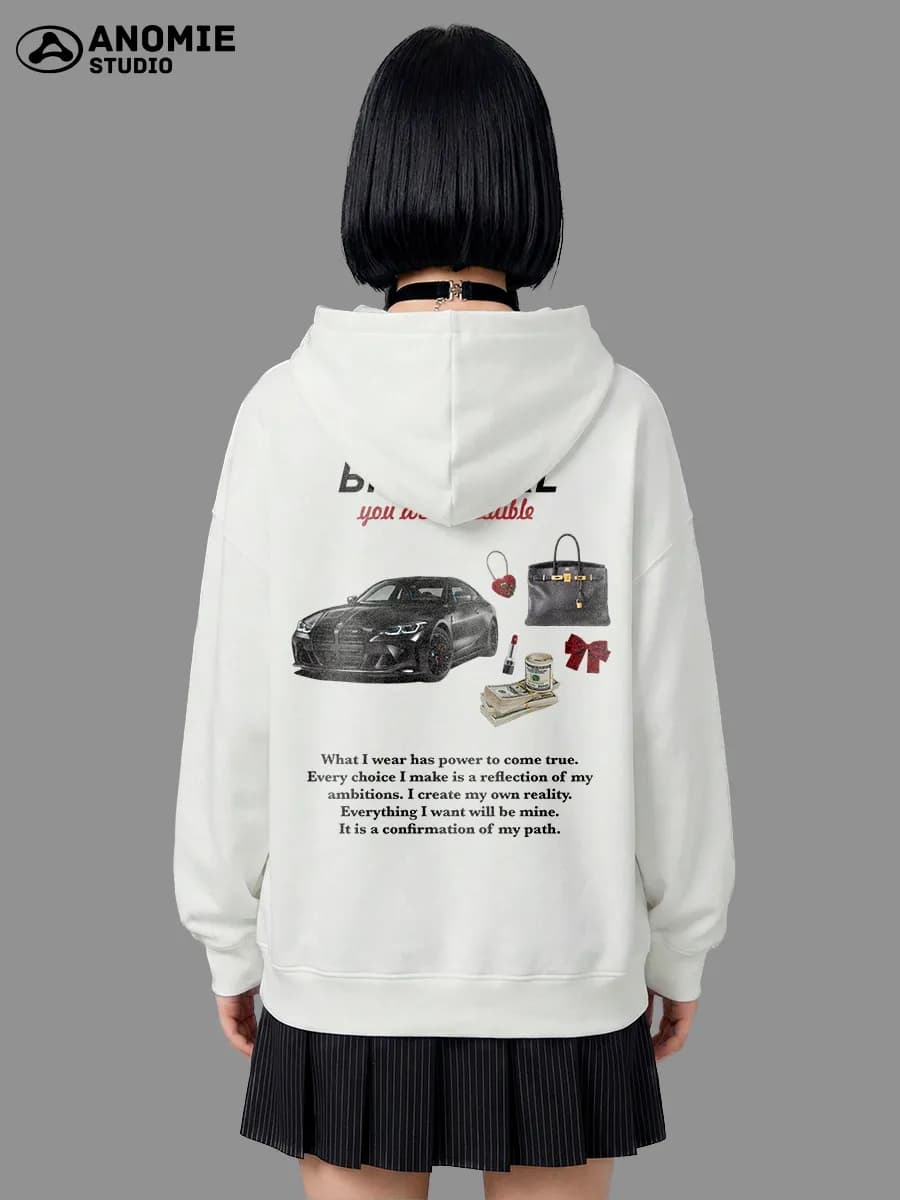 Оверсайз худи с принтом с начесом Y2K BMW girl