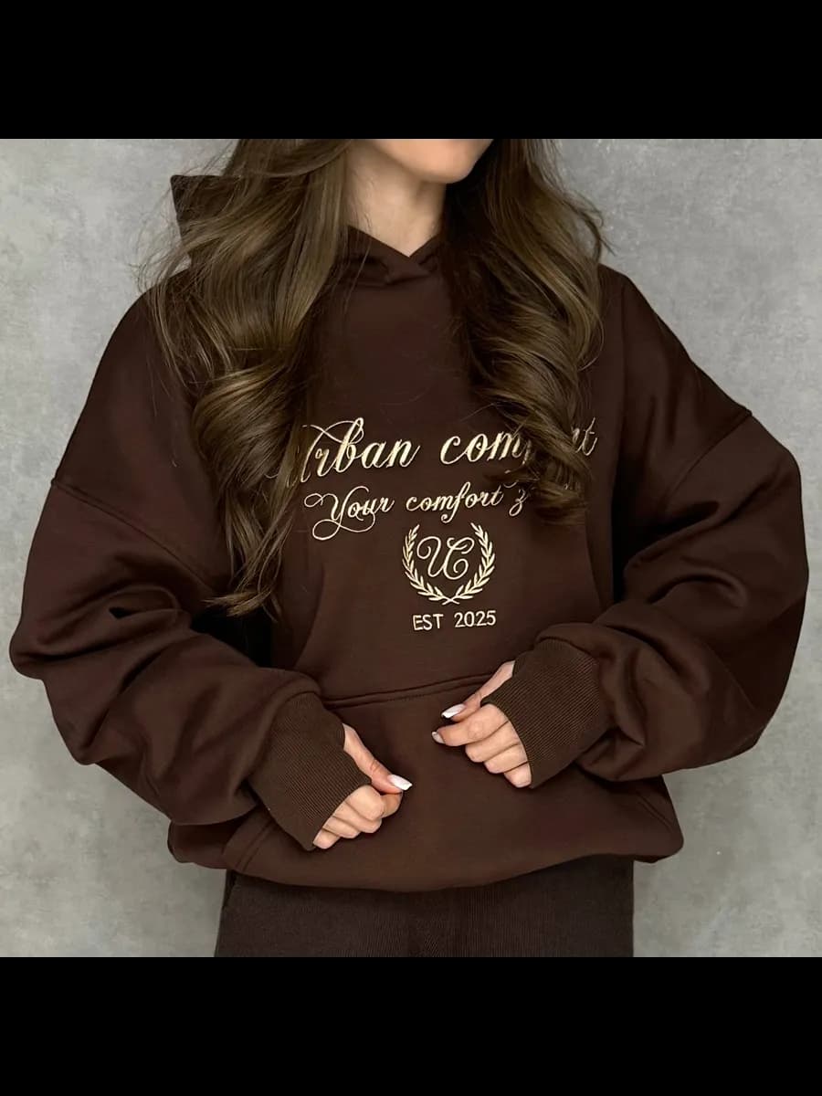 Теплое унисекс худи с вышивкой