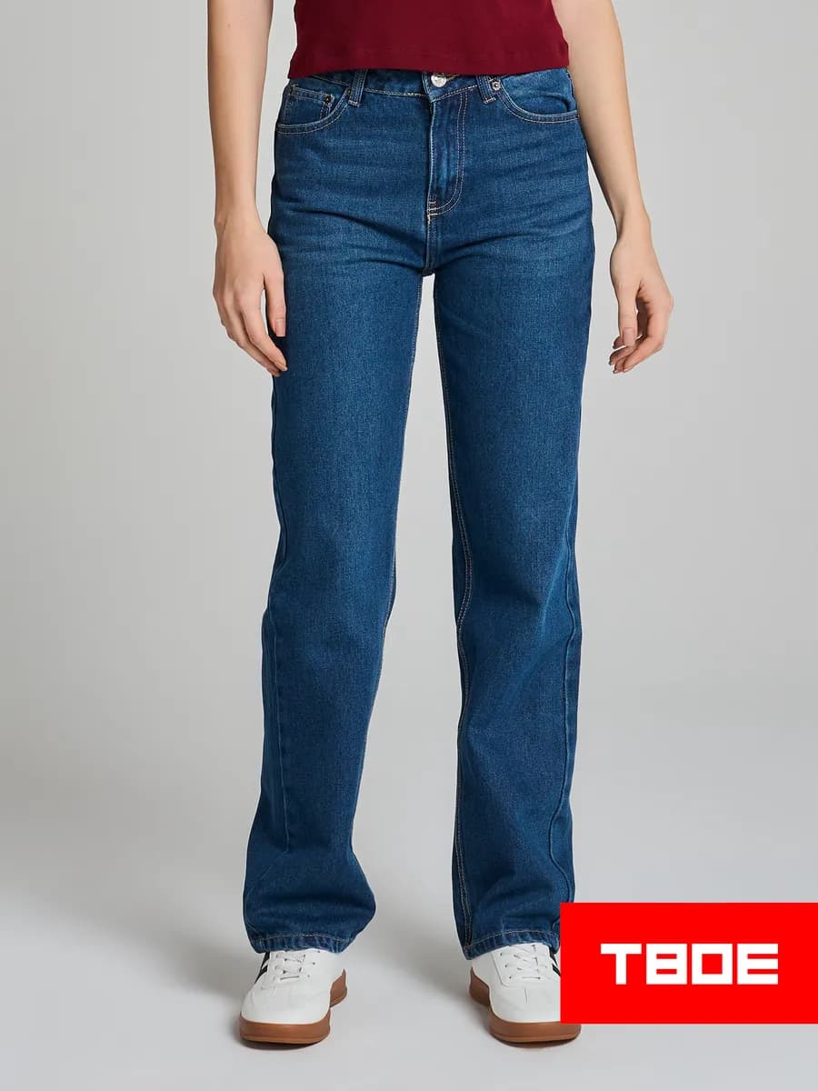 Джинсы прямые с вареным эффектом