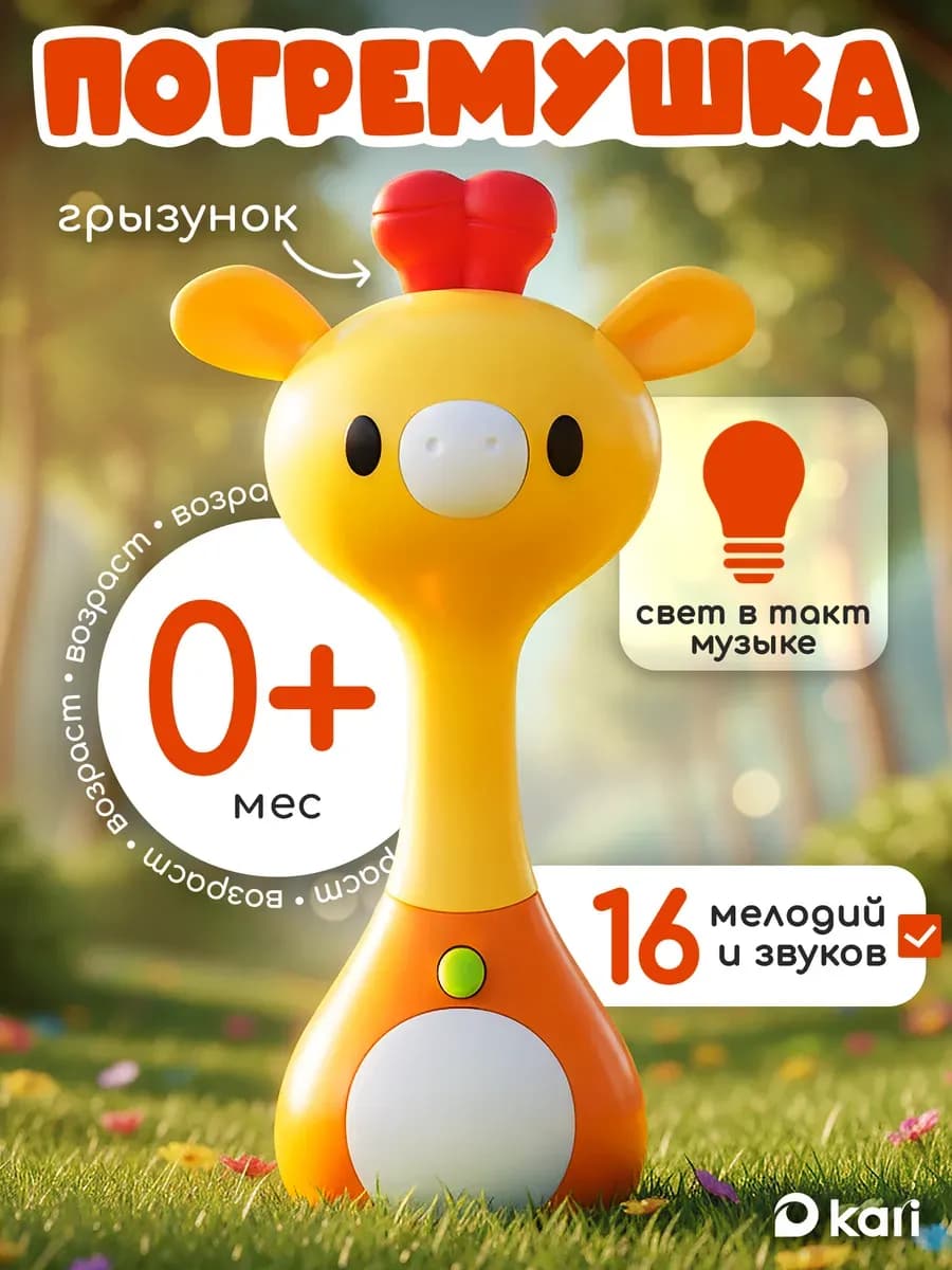 Музыкальная игрушка Жираф погремушка для новорожденных