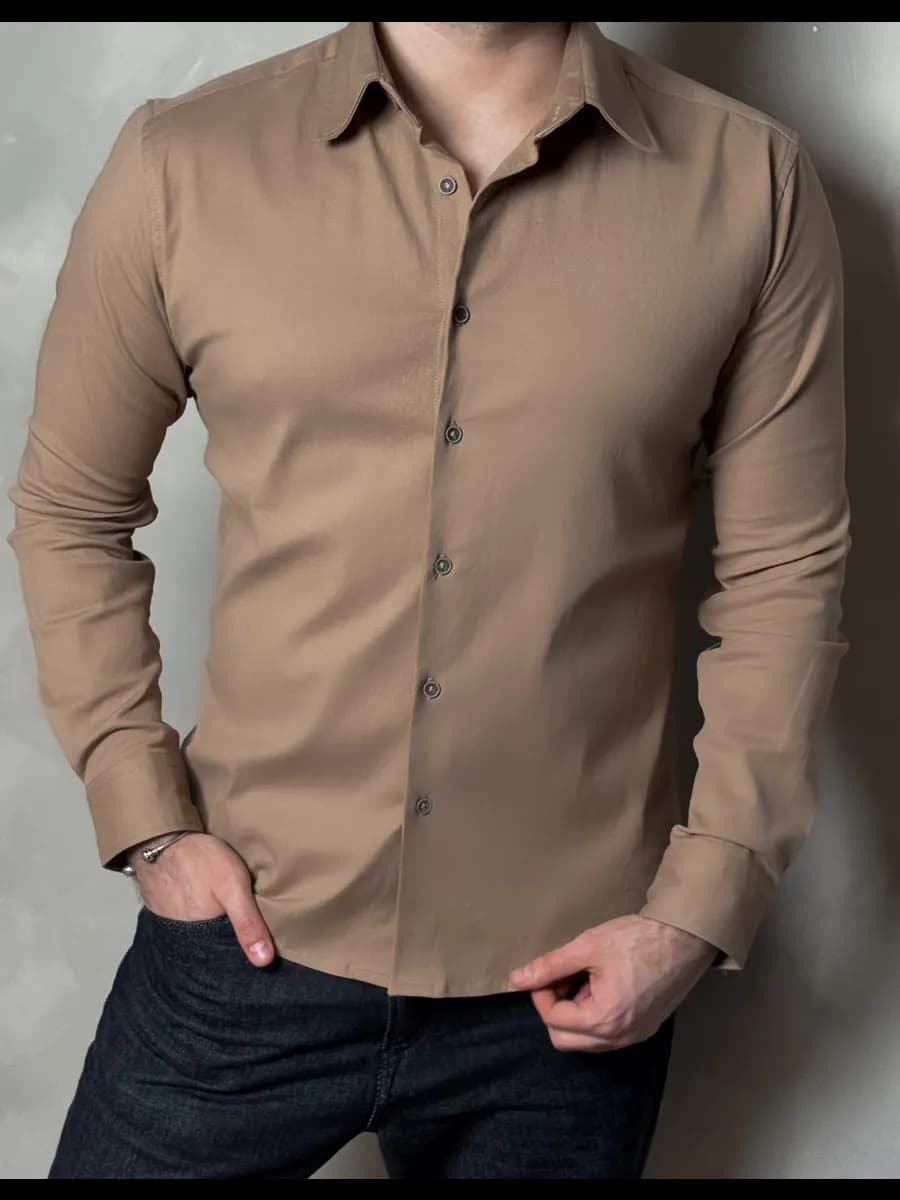 Рубашка с длинным рукавом сорочка плотная