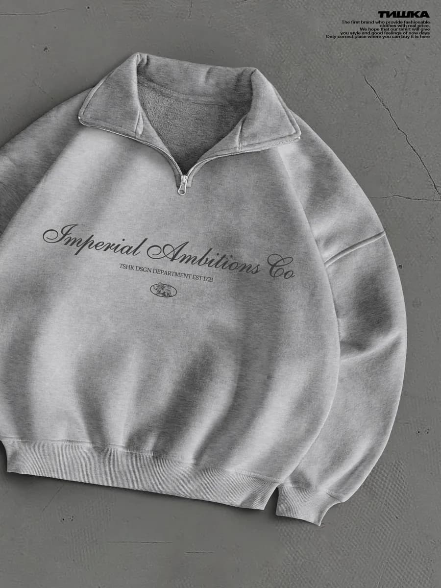 Оверсайз свитшот с воротником с принтом old money - фото 1