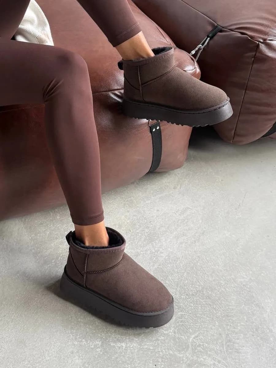 Угги женские зимние коричневые на платформе