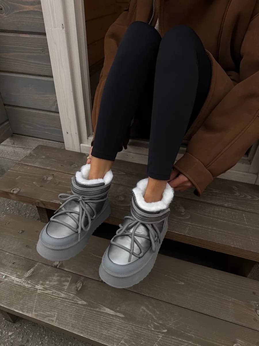 Угги дутики женские зима на толстой подошве - фото 1