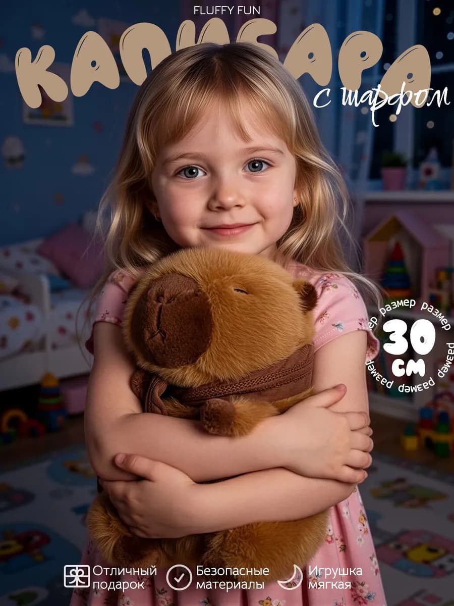Мягкая игрушка кaпибaрa 30см