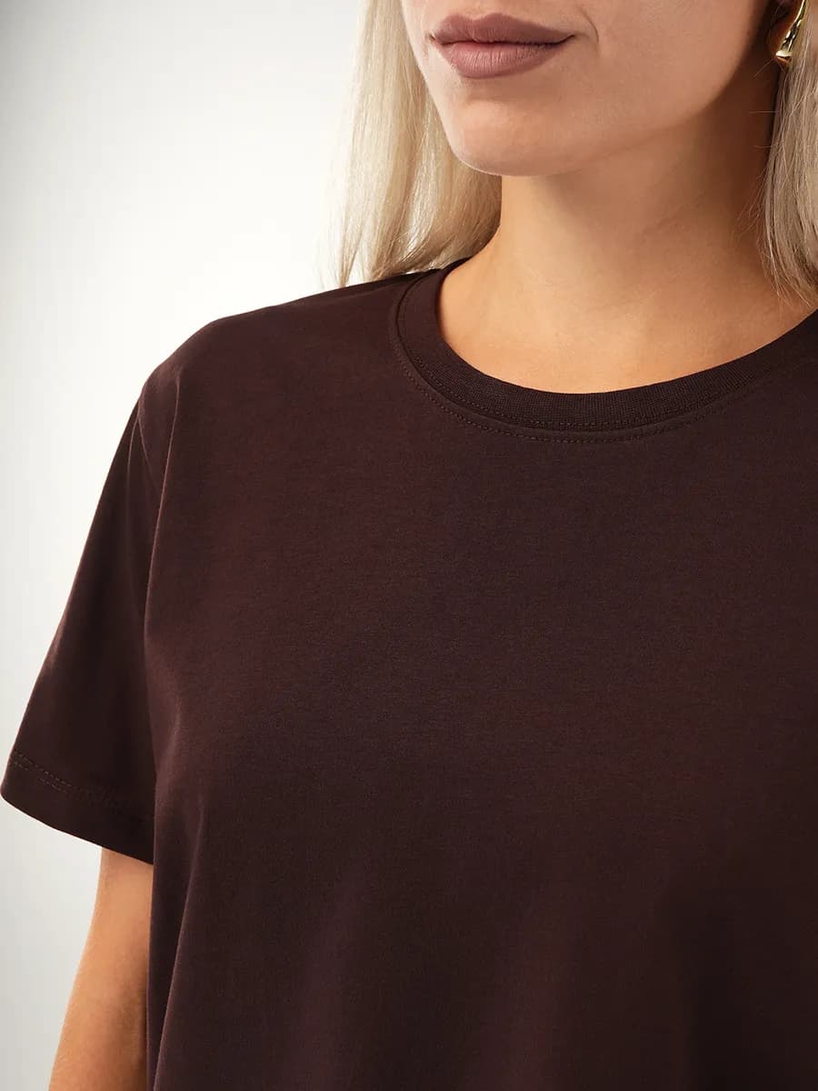 Футболка базовая однотонная прямого кроя хлопковая