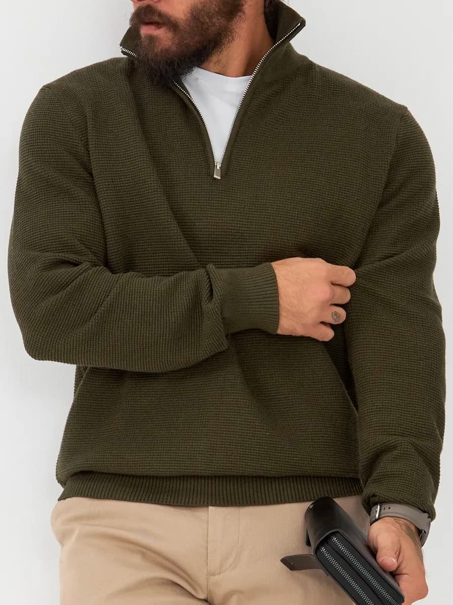 Джемпер на молнии с воротником вязаный повседневный