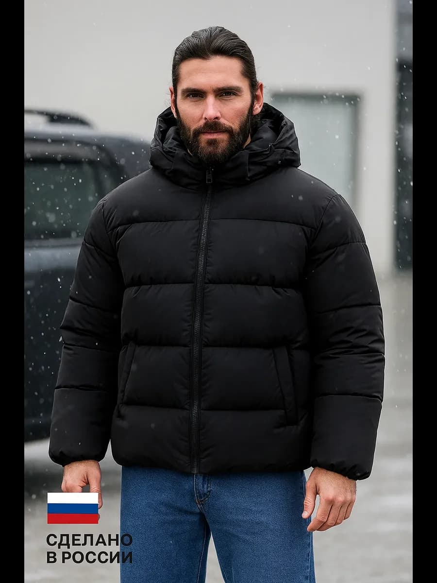 Куртка зимняя короткая с капюшоном пуховик