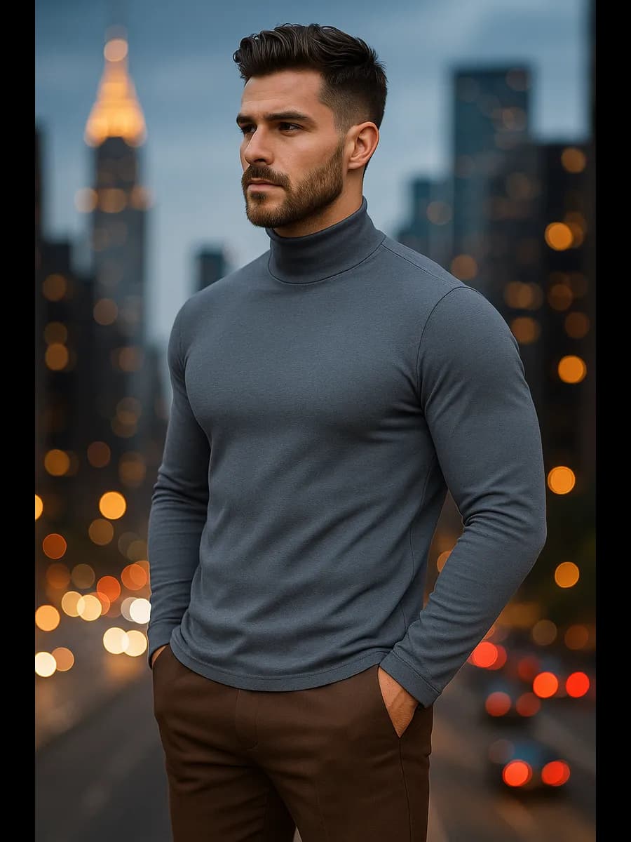 Водолазка тонкая с длинным рукавом хлопок