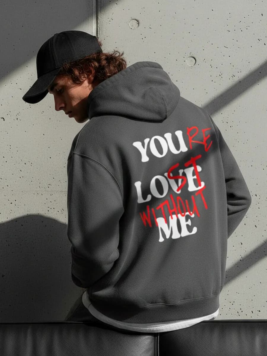 Худи оверсайз с капюшоном и начесом с принтом