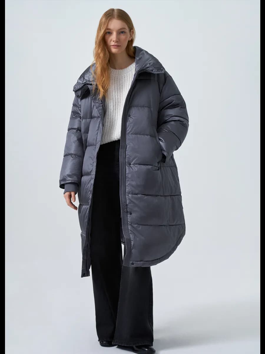 Пальто утепленное серое