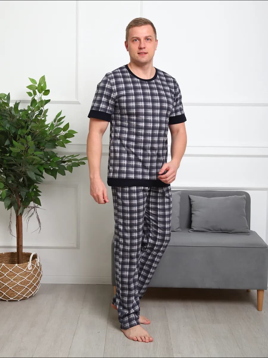 Пижама со штанами хлопок больших размеров новогодняя