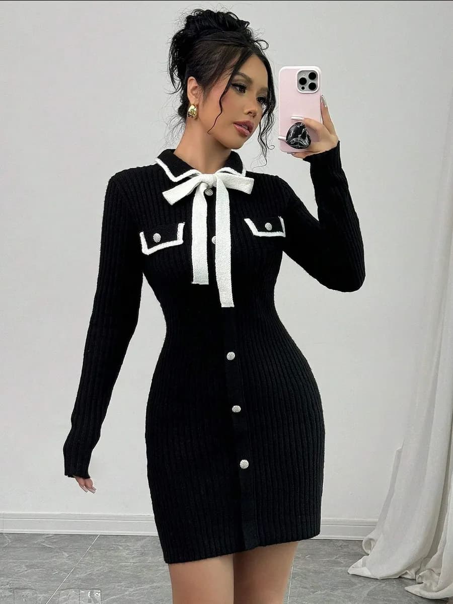 Платье трикотажное в рубчик