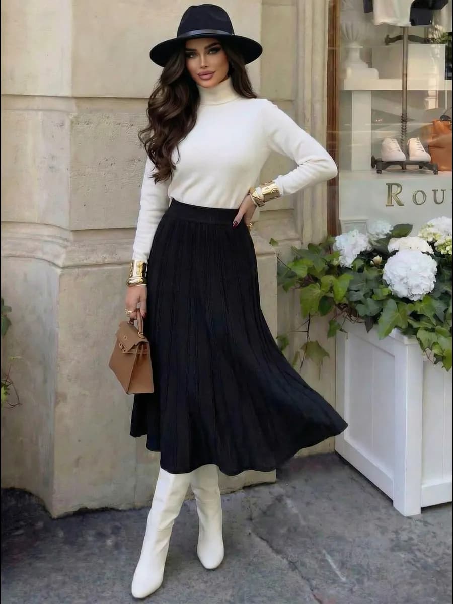 Теплая юбка трикотажная длинная миди