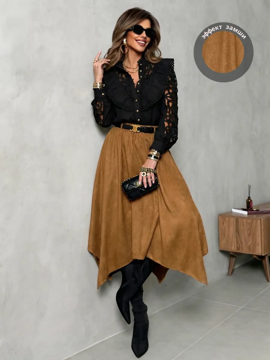 Длинная юбка праздничная нарядная миди клеш бохо