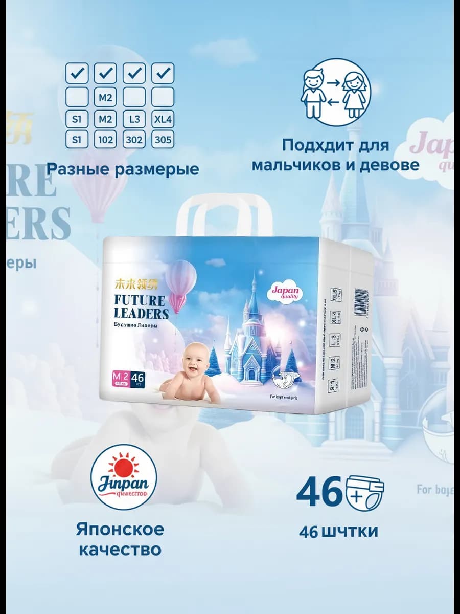 Подгузники для новорожденных 6-11 кг M 46 шт