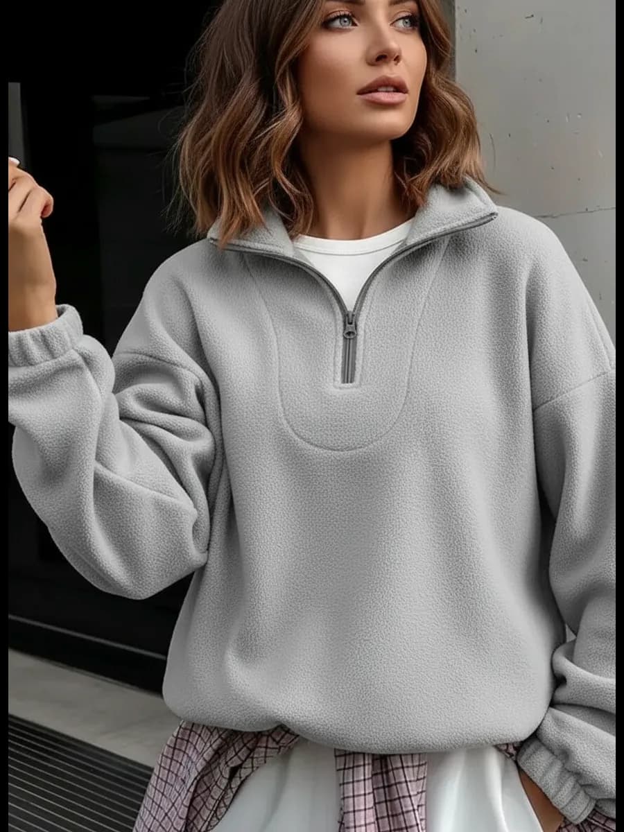 Свитшот флисовый полузамок оверсайз