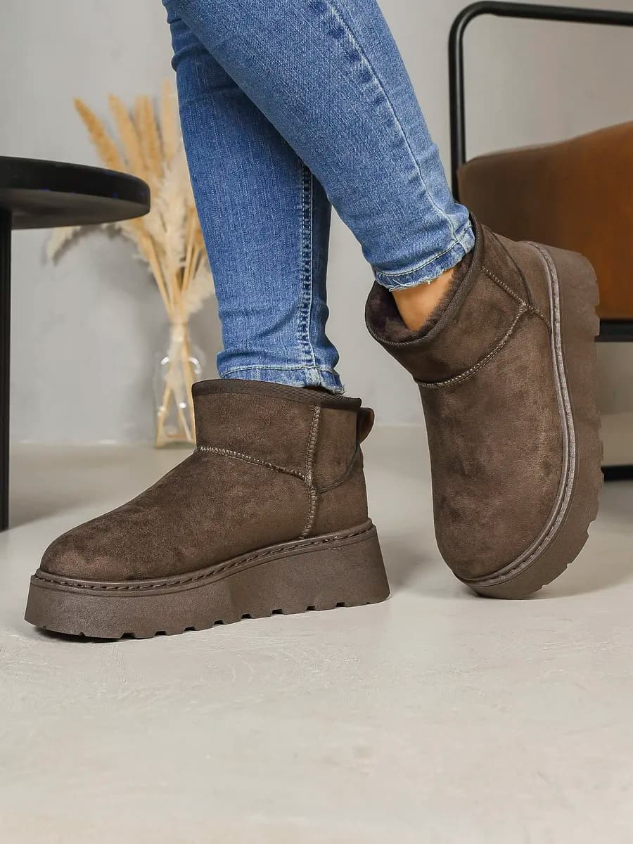 Угги зимние с мехом на платформе