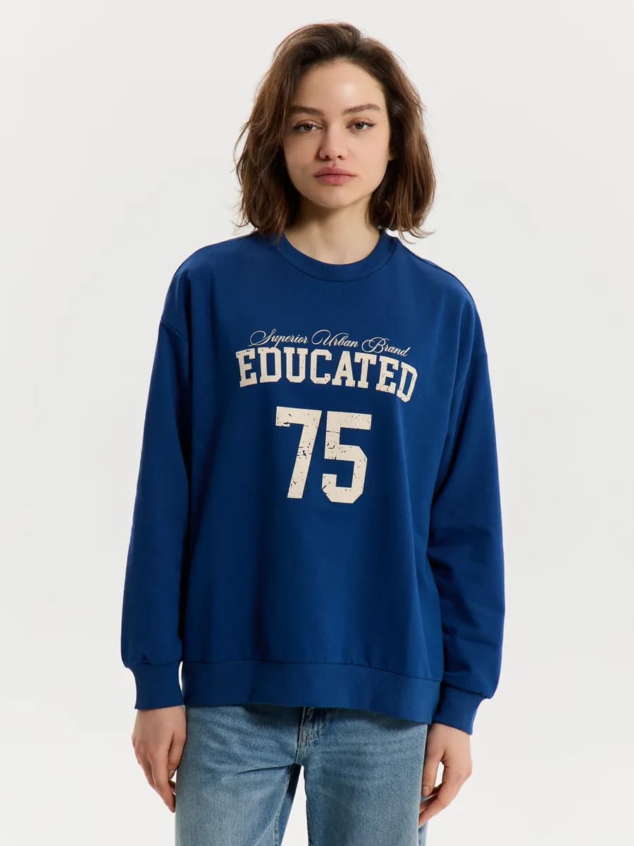 Свитшот свободного кроя с принтом - фото 1