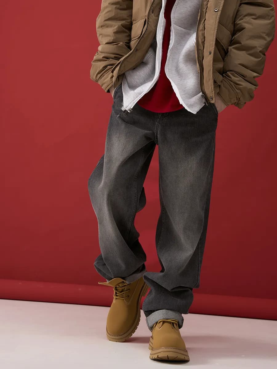 Джинсы бананы подростковые серые