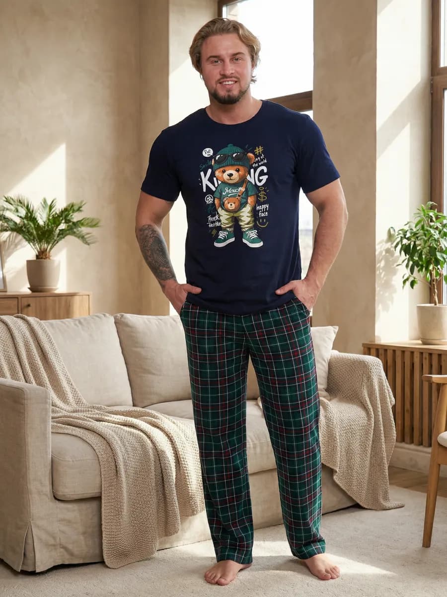 Домашний летний костюм с брюками трикотажный - фото 1