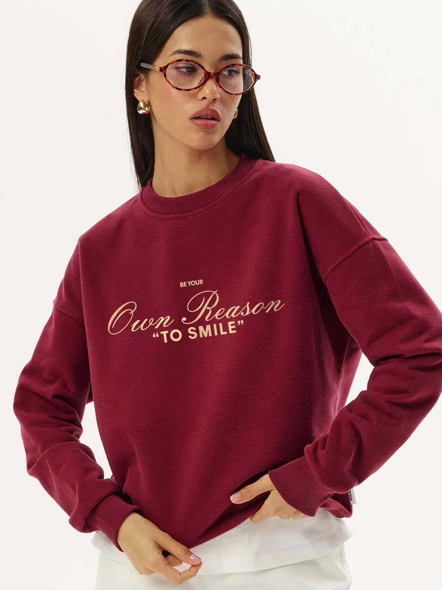 Свитшот с принтом без начеса - фото 1