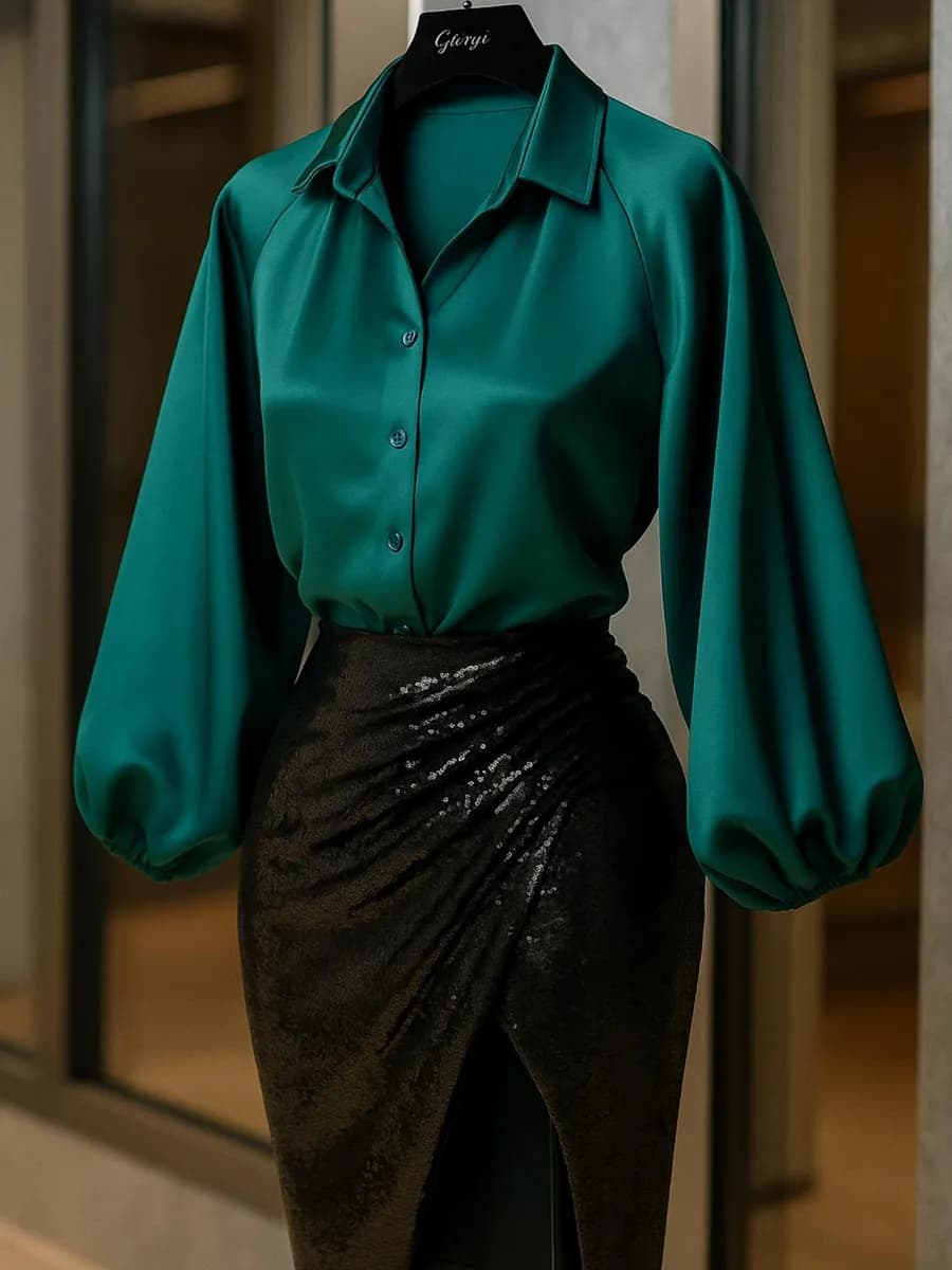 Нарядная блузка с широкими рукавами фонариками