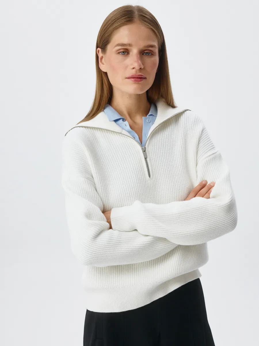 Вязаный джемпер с воротником-стойкой на молнии