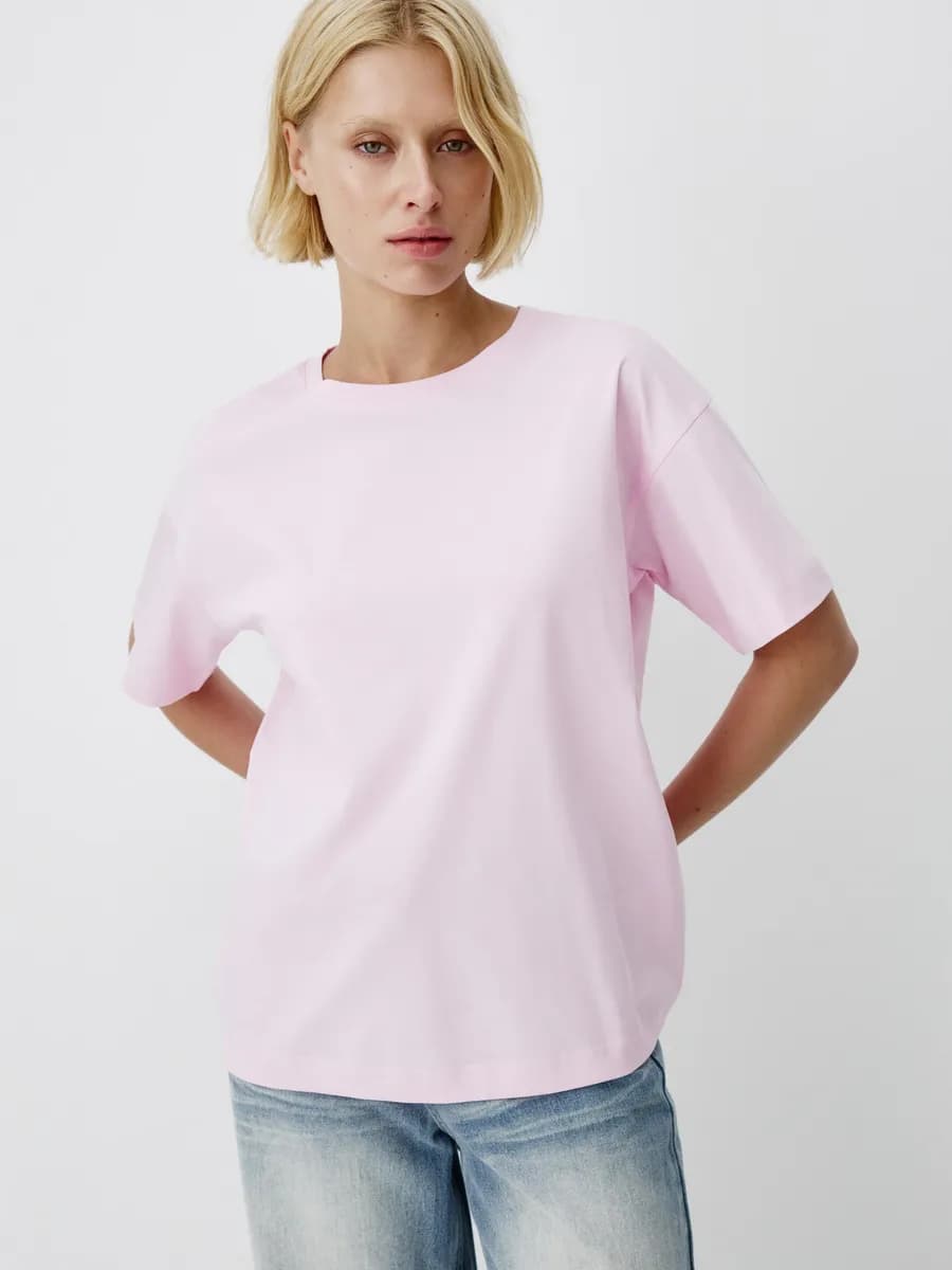 Футболка женская оверсайз из мерсеризованного хлопка