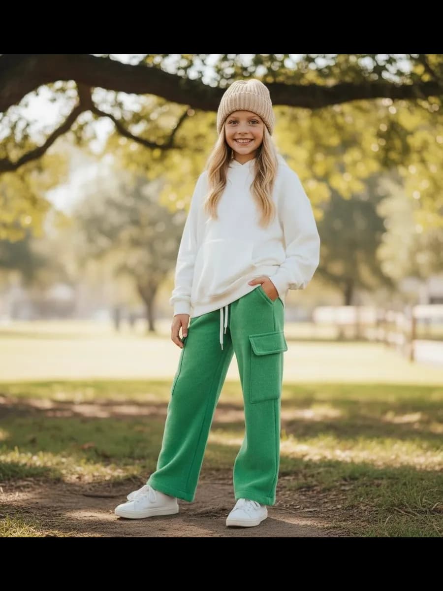 Мягкие зимние брюки-палаццо для девочек - фото 1