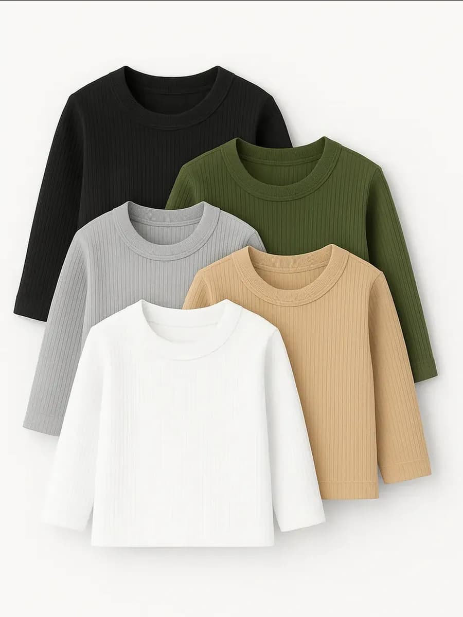Лонгслив трикотажный базовый набор 5 шт