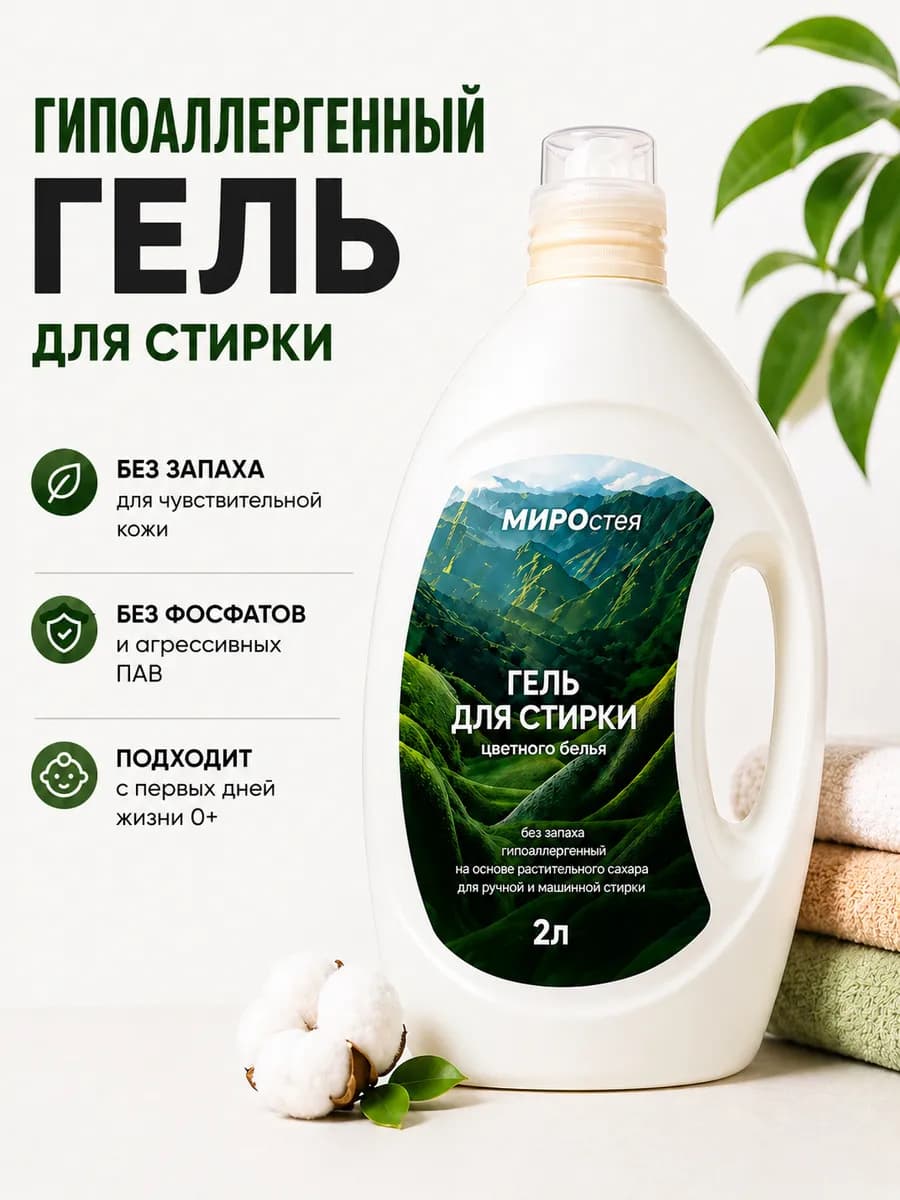 Гель для стирки 2 л гипоаллергенный для всей семьи