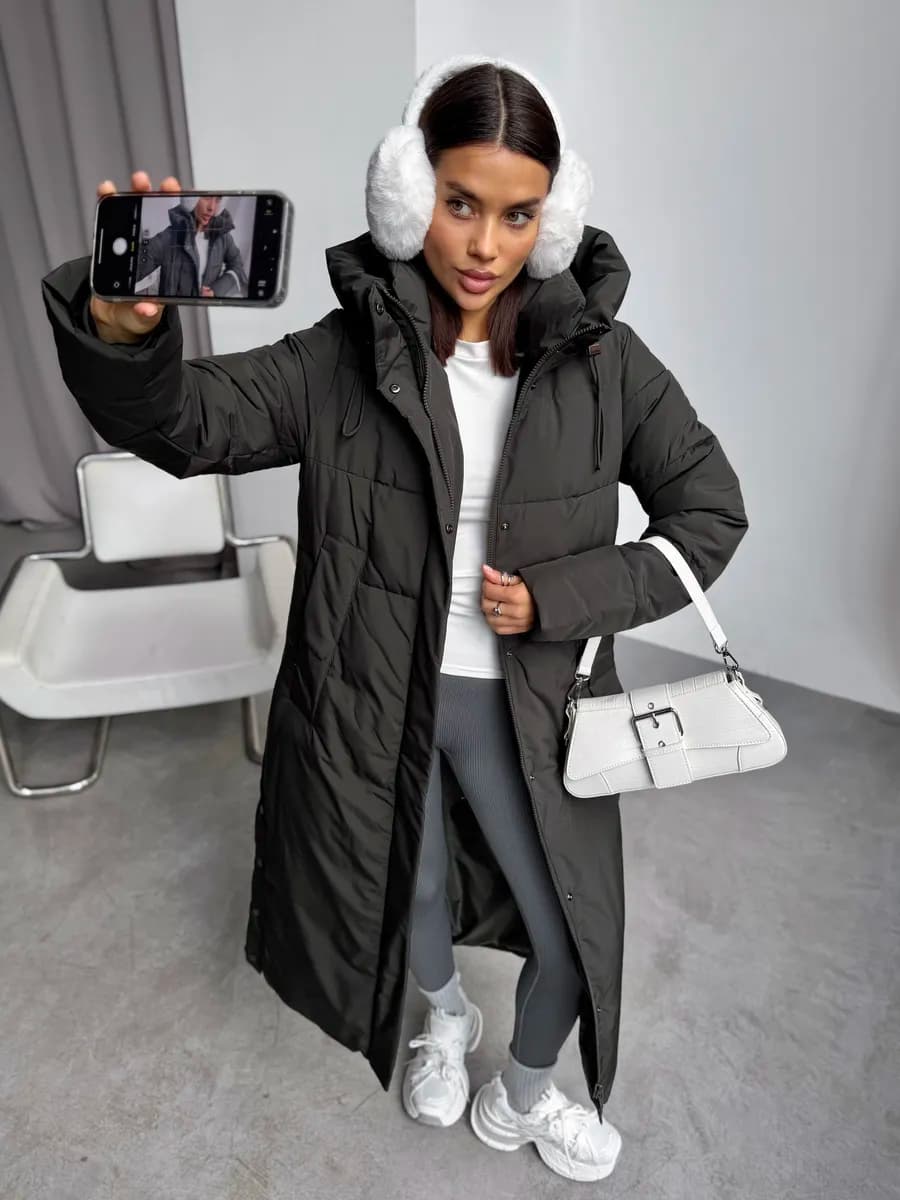 Куртка демисезонная длинная с капюшоном