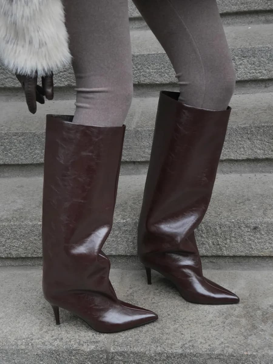 Сапоги демисезонные на каблуке натуральная кожа