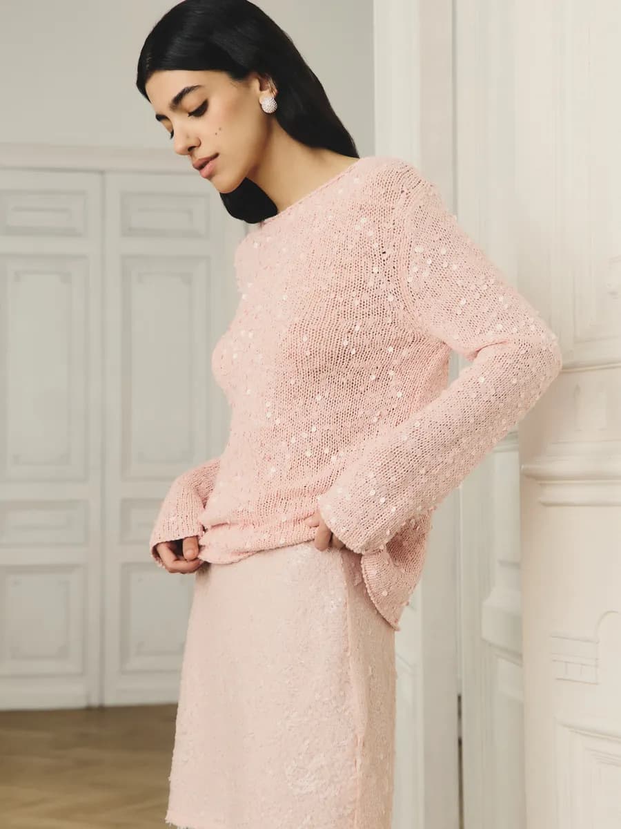 Джемпер вязаный нарядный вечерний с пайетками