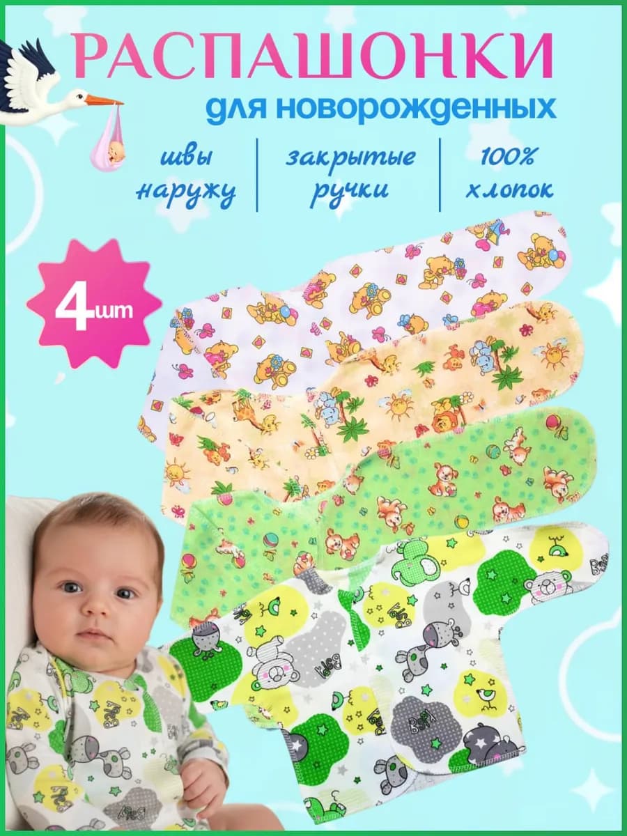 Набор распашонок для новорожденных с антицарапками