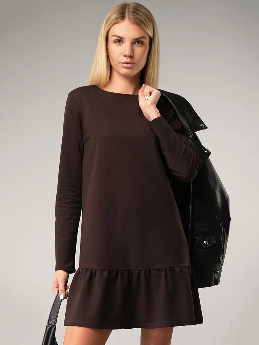 Платье трапеция из футера двухнитки офисное