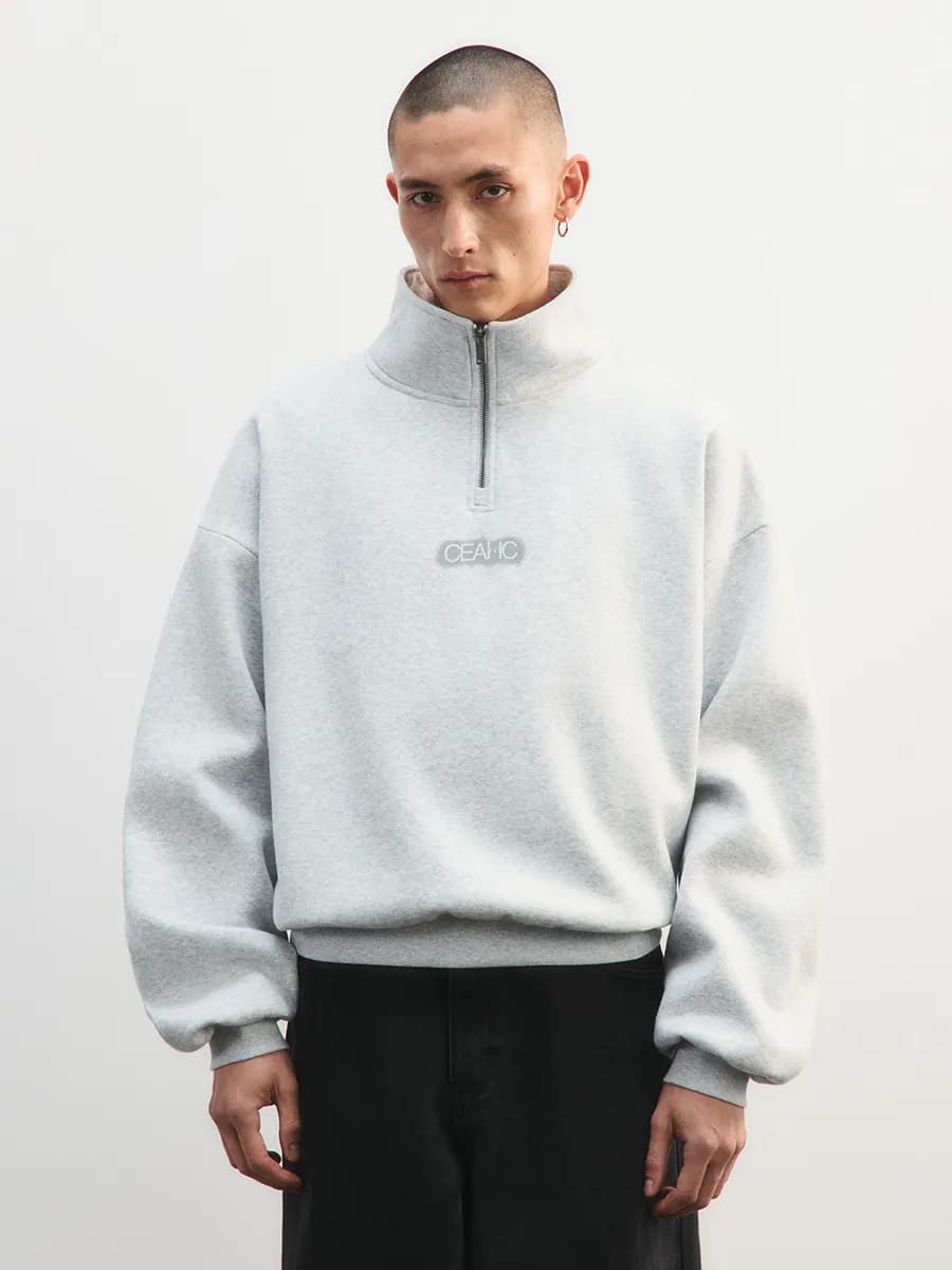 Худи-полузамок утепленная с принтом