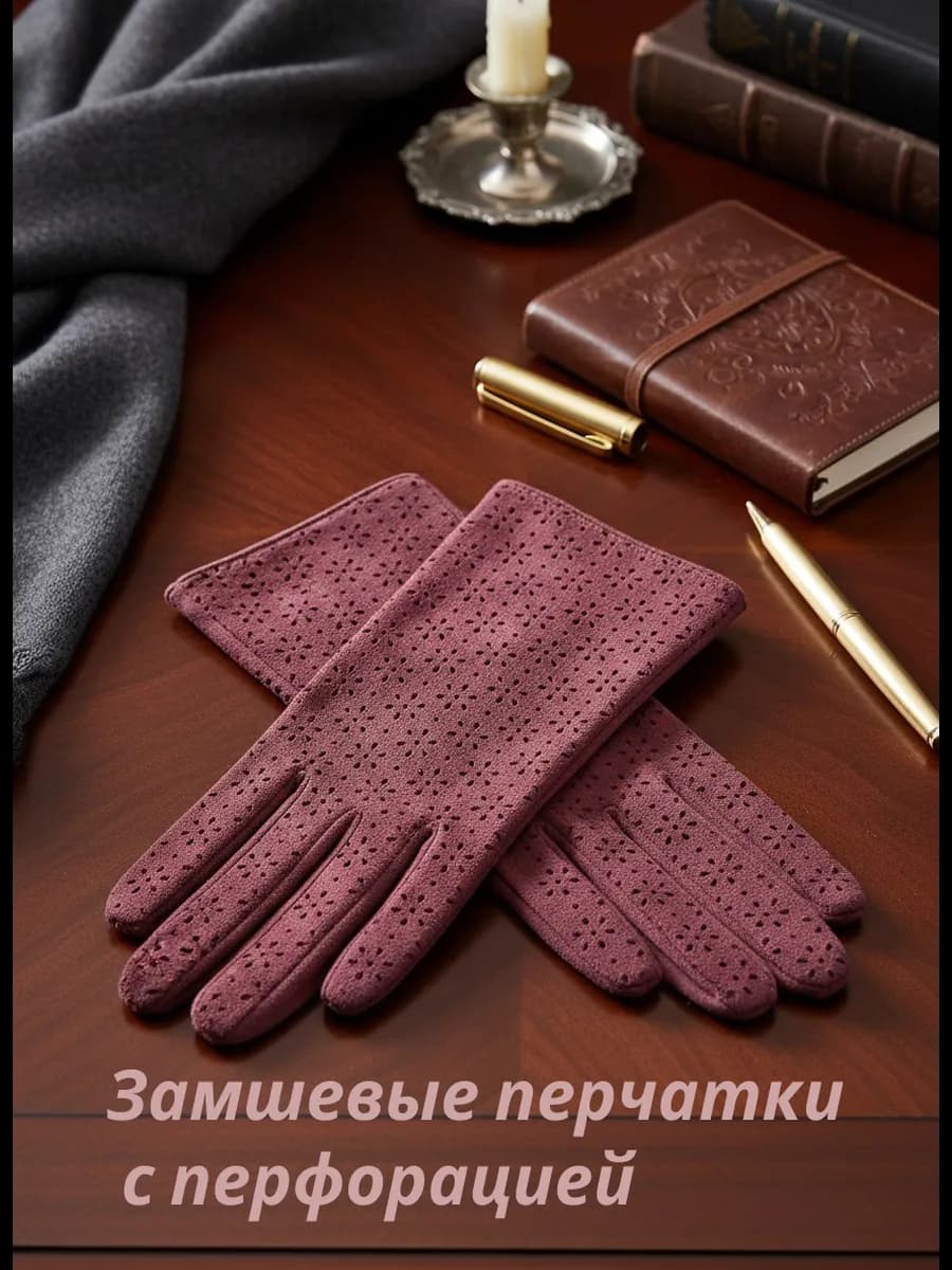 Демисезонные осенние перчатки из замши