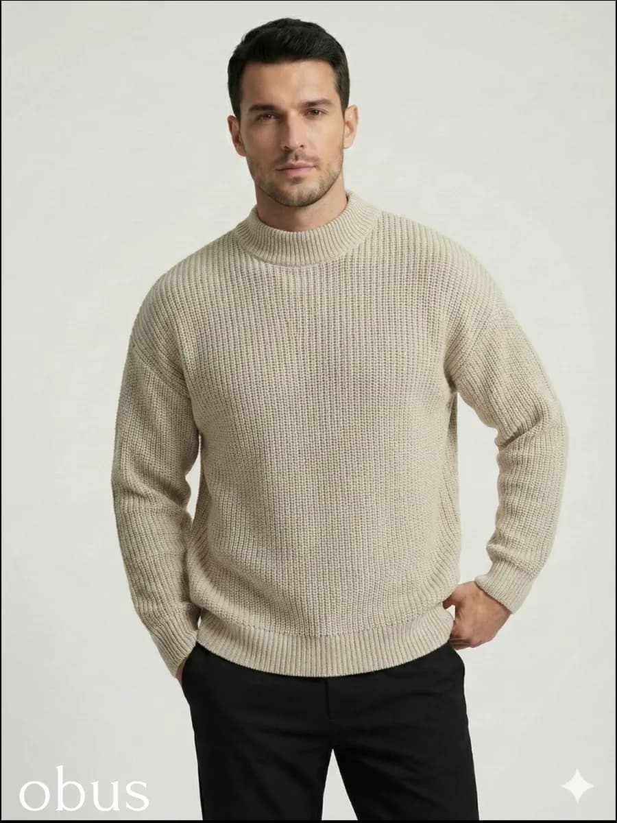 Свитер оверсайз вязаный с горлом теплый зимний джемпер