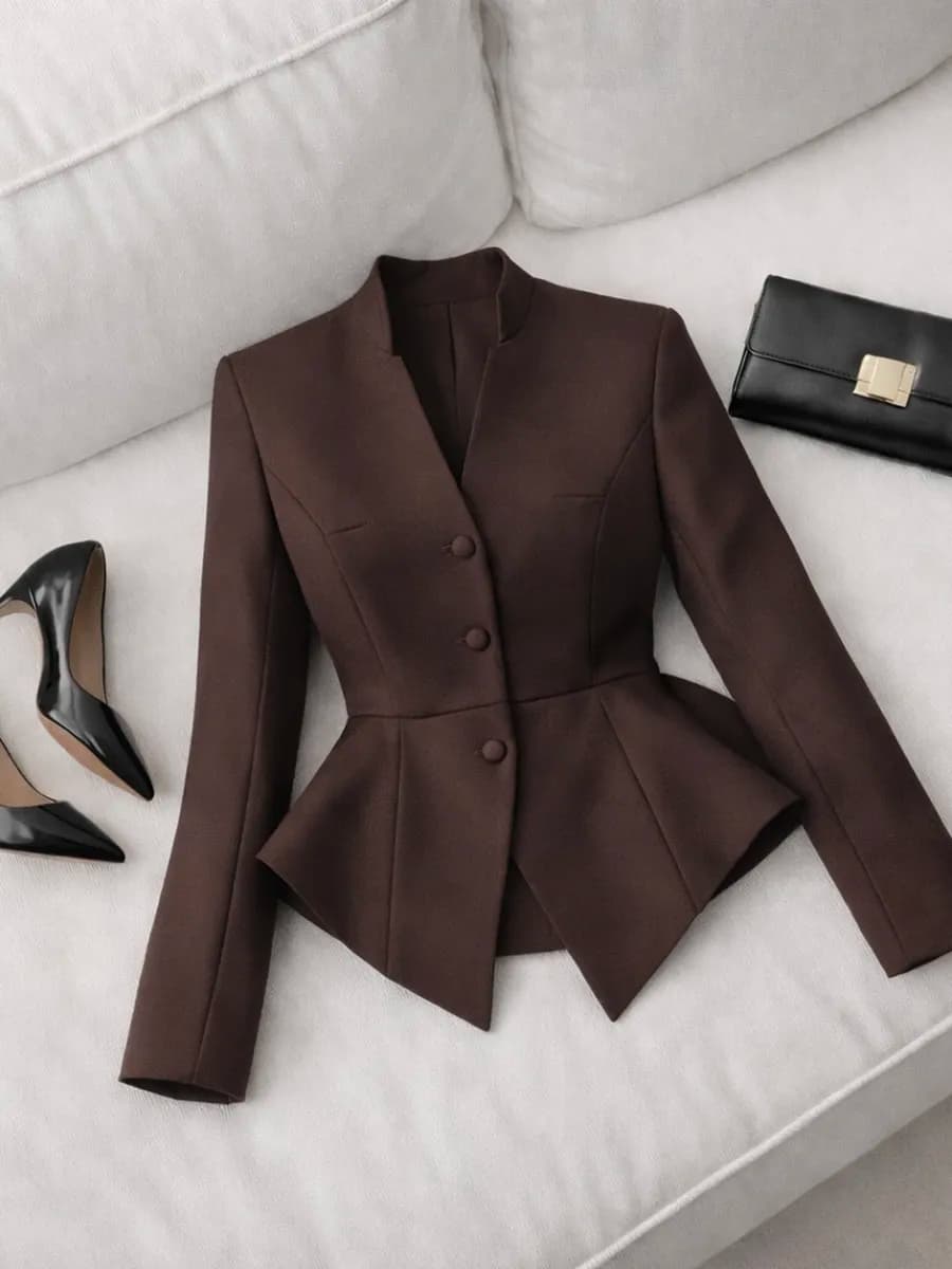 Нарядный пиджак приталенный с баской