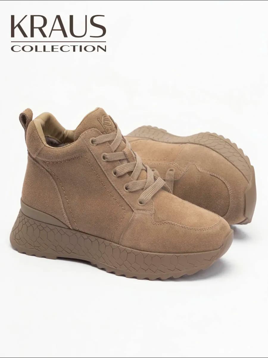 Зимние ботинки женские замшевые