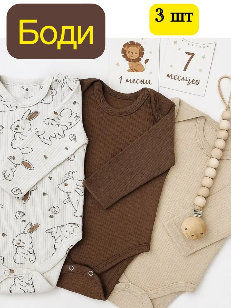 Боди для новорожденных с длинным рукавом