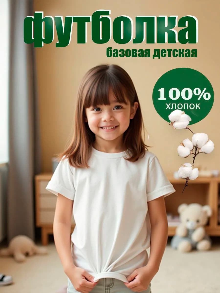футболка детская белая хлопок