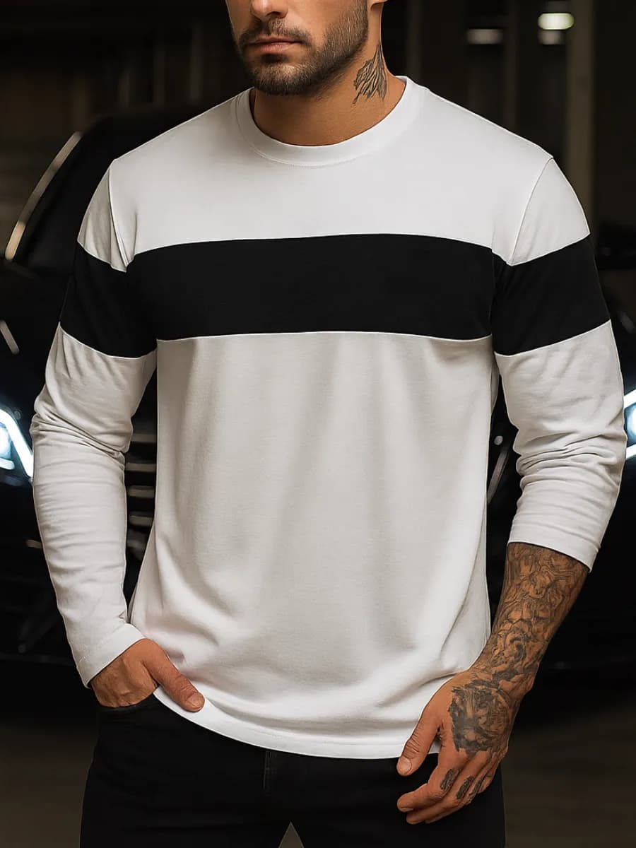 Лонгслив белый базовый хлопок