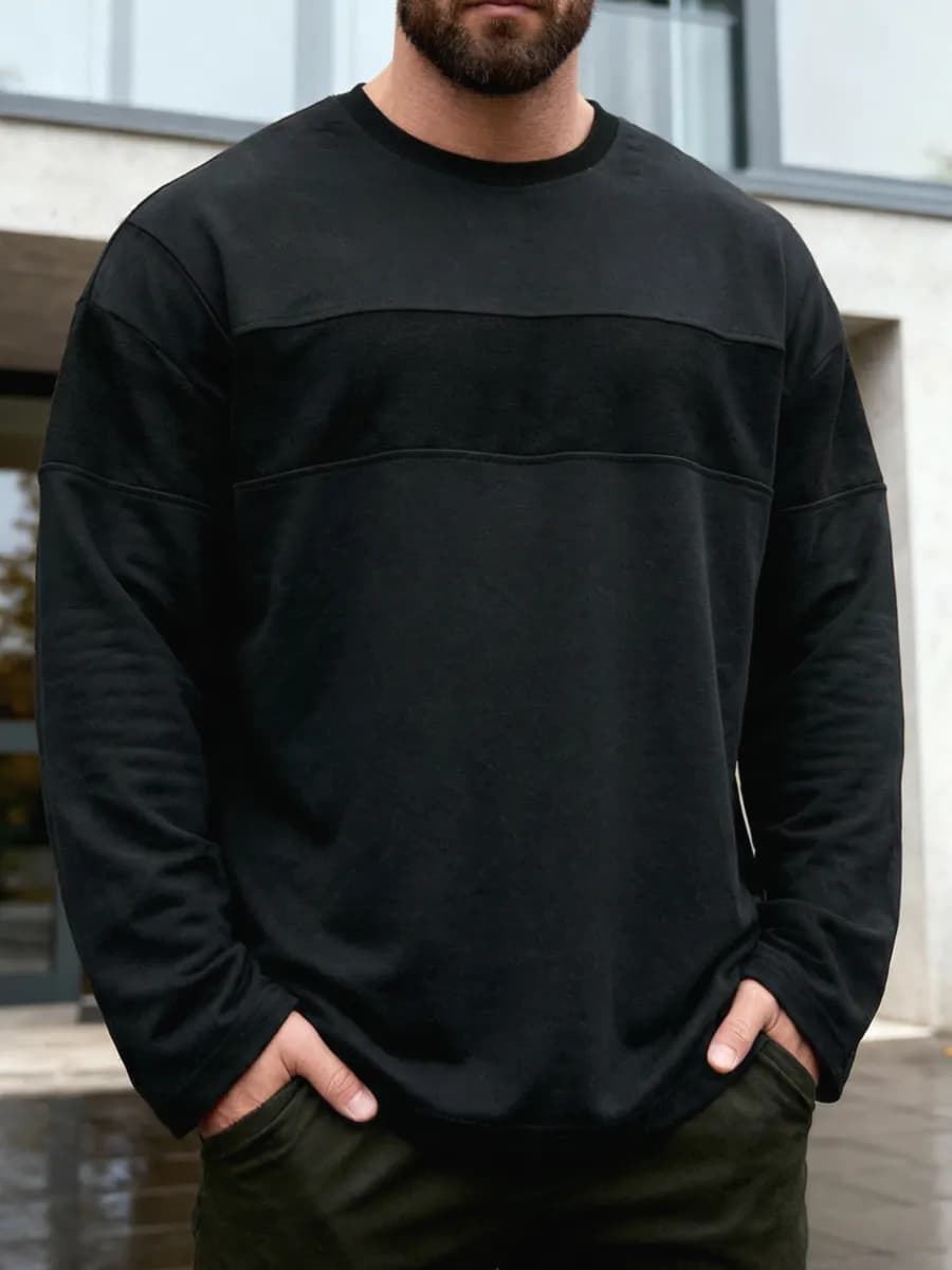 Лонгслив черный оверсайз хлопок