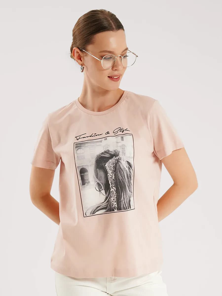 Футболка с принтом хлопок оверсайз