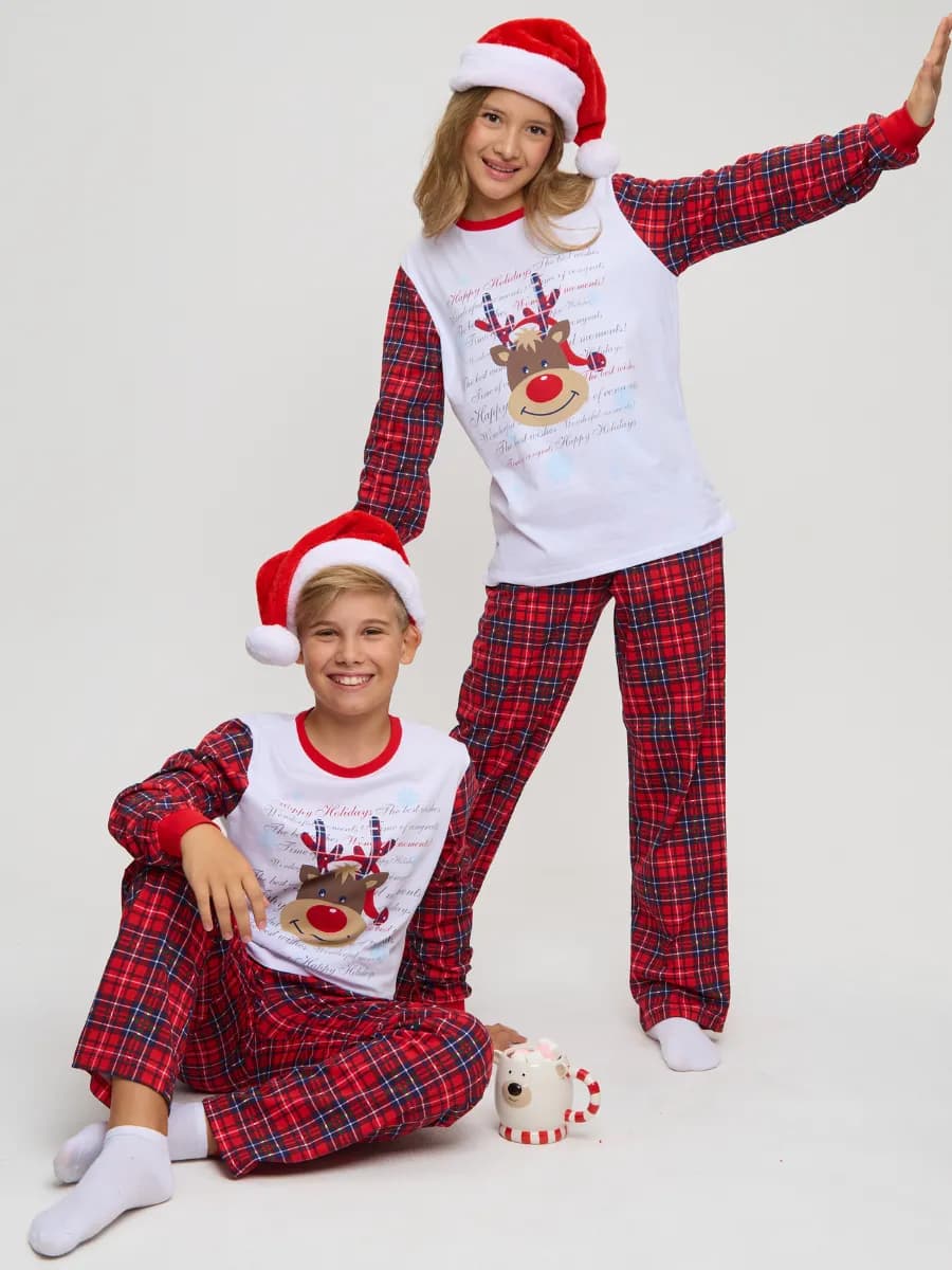 Новогодняя пижама для подростка, домашний костюм - фото 1